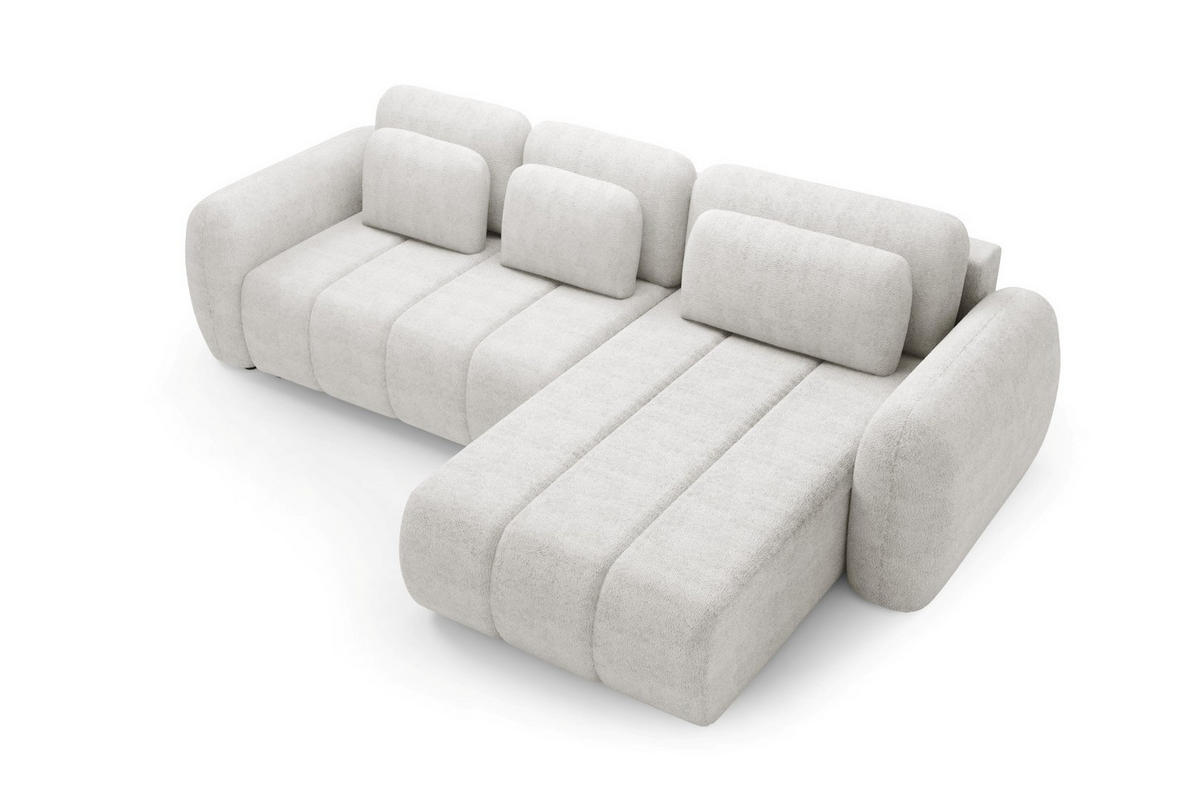 ECKSOFA mit Schlaffunktion Premium Weiß - Schwarz/Weiß, Holz/Holzwerkstoff (304/190cm) - Furnisell