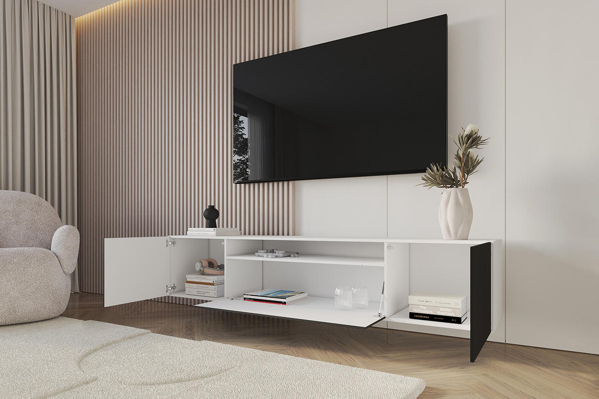 LOWBOARD NOA-2-W 200x40x41 cm - Weiß / Schwarz - Schwarz/Weiß, Holzwerkstoff (200/40/41cm) - ALTDECOR