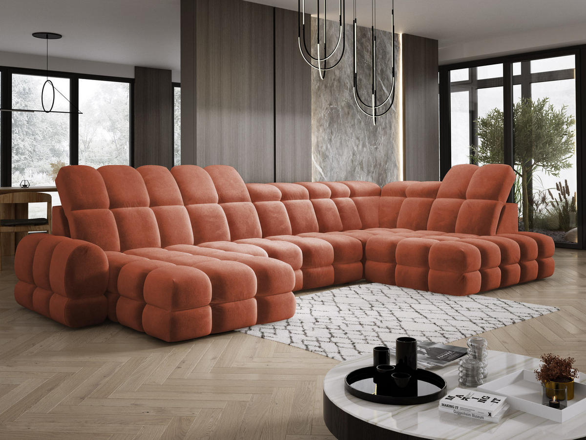 ECKSOFA TOLLO Salvador-stoff U-form 400x217x105 cm rustikal - Wildeiche, Holz/Textil (217/400cm) - DomoHome