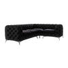 ECKSOFA Chesterfield Laura Schwarz Samt, Ottomane rechts - Silberfarben/Schwarz, Holz/Textil (264/204cm) - S-Style Möbel