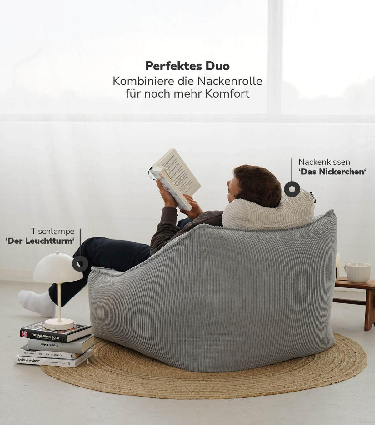 SITZSACK Cord Der Lümmel - Grau, Textil (73/60/83cm) - Mokebo