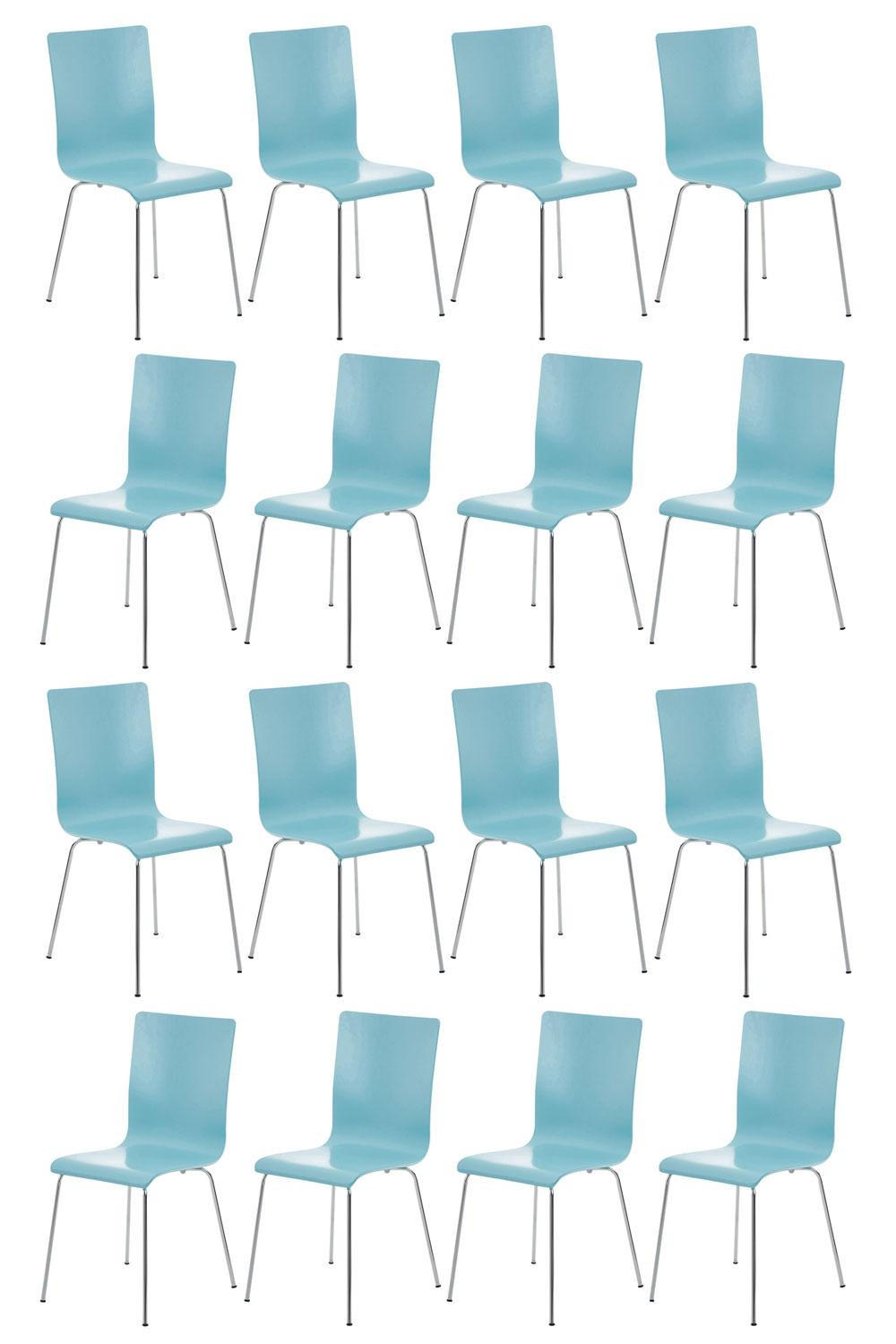 BESUCHERSTUHL 16er Set Holz hellblau - Hellblau, Holz/Metall (43/87/47cm) - CLP