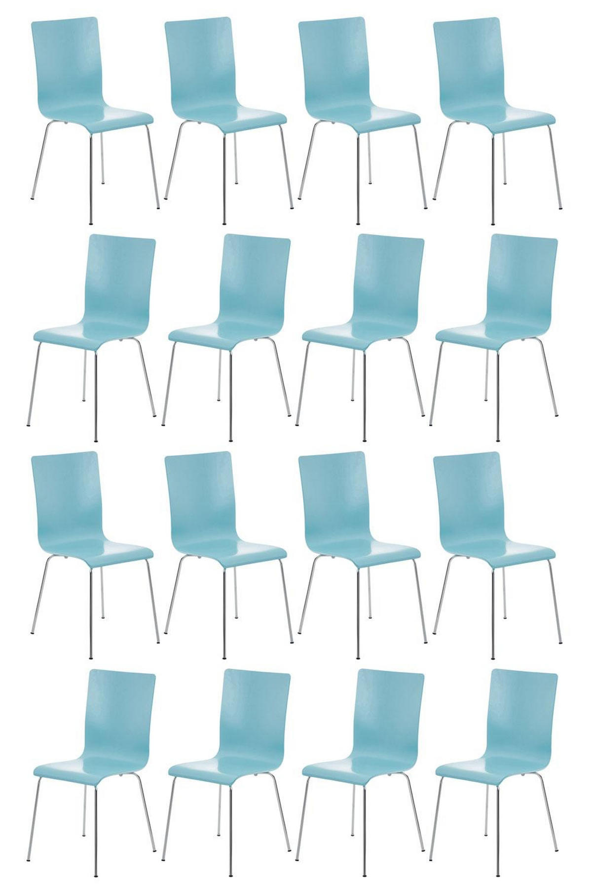 BESUCHERSTUHL 16er Set Holz hellblau - Hellblau, Holz/Metall (43/87/47cm) - CLP