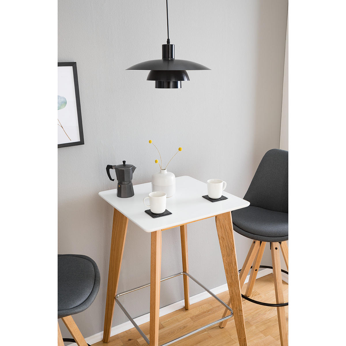 BARTISCH - Esche teilmassiv - Weiß - Braun/Weiß, Holzwerkstoff (60/60/100cm) - home24