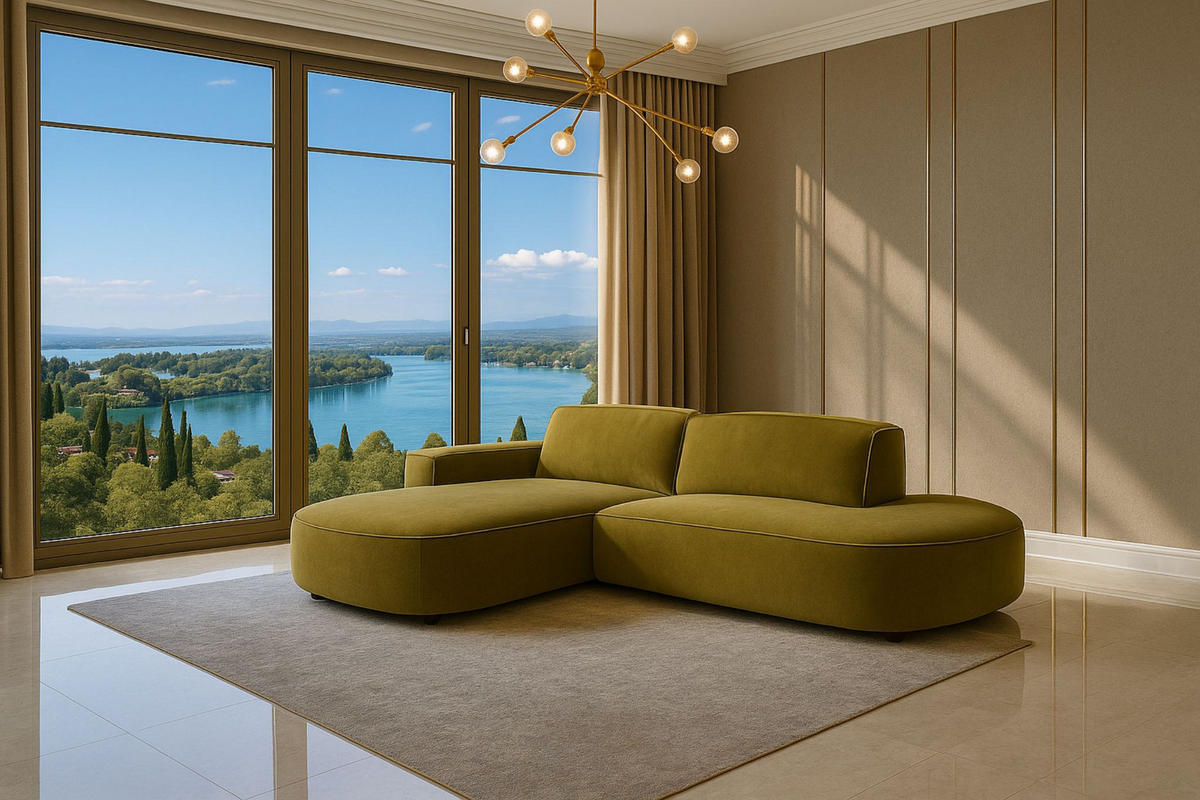 ECKSOFA Cursal Atelier, Stoff Salvador, Olive, Links - Olivgrün, Holz (284/166cm) - Kaiser Möbel