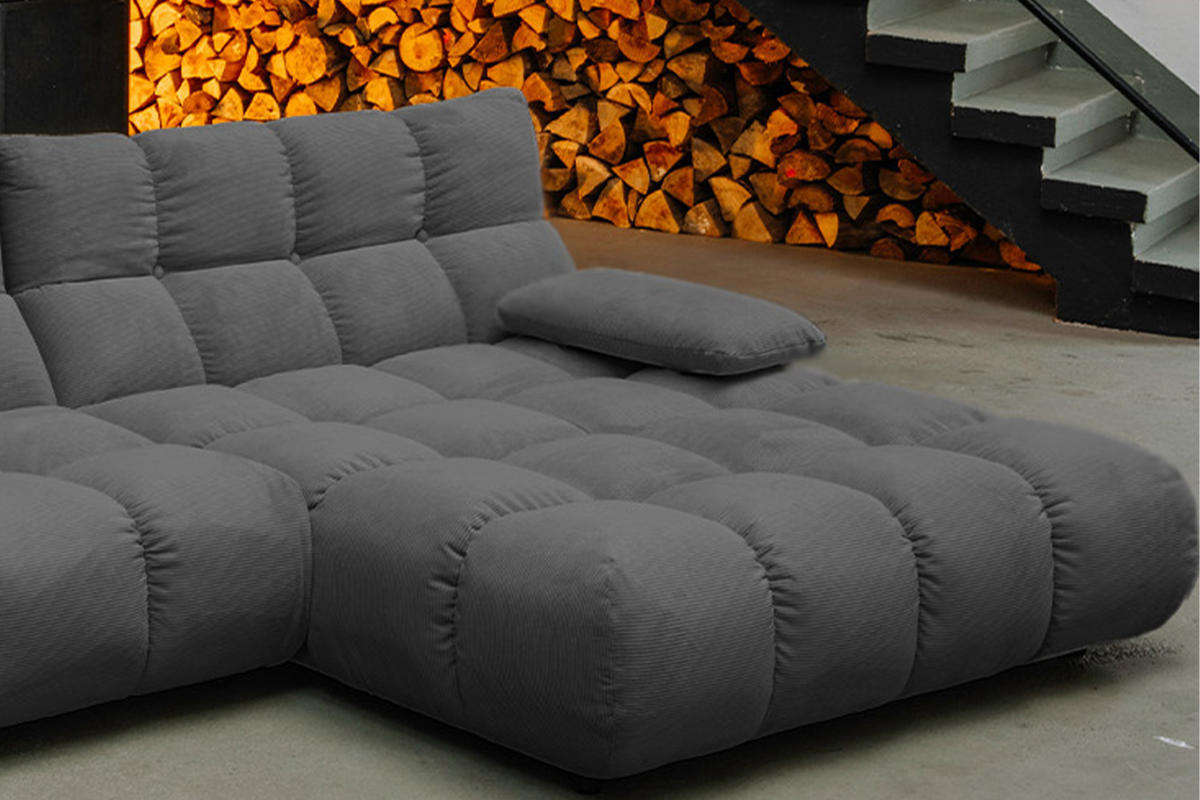 ECKSOFA VIVIEN Anthrazit Cord - Anthrazit/Schwarz, Kunststoff/Textil (290/178cm) - KAWOLA