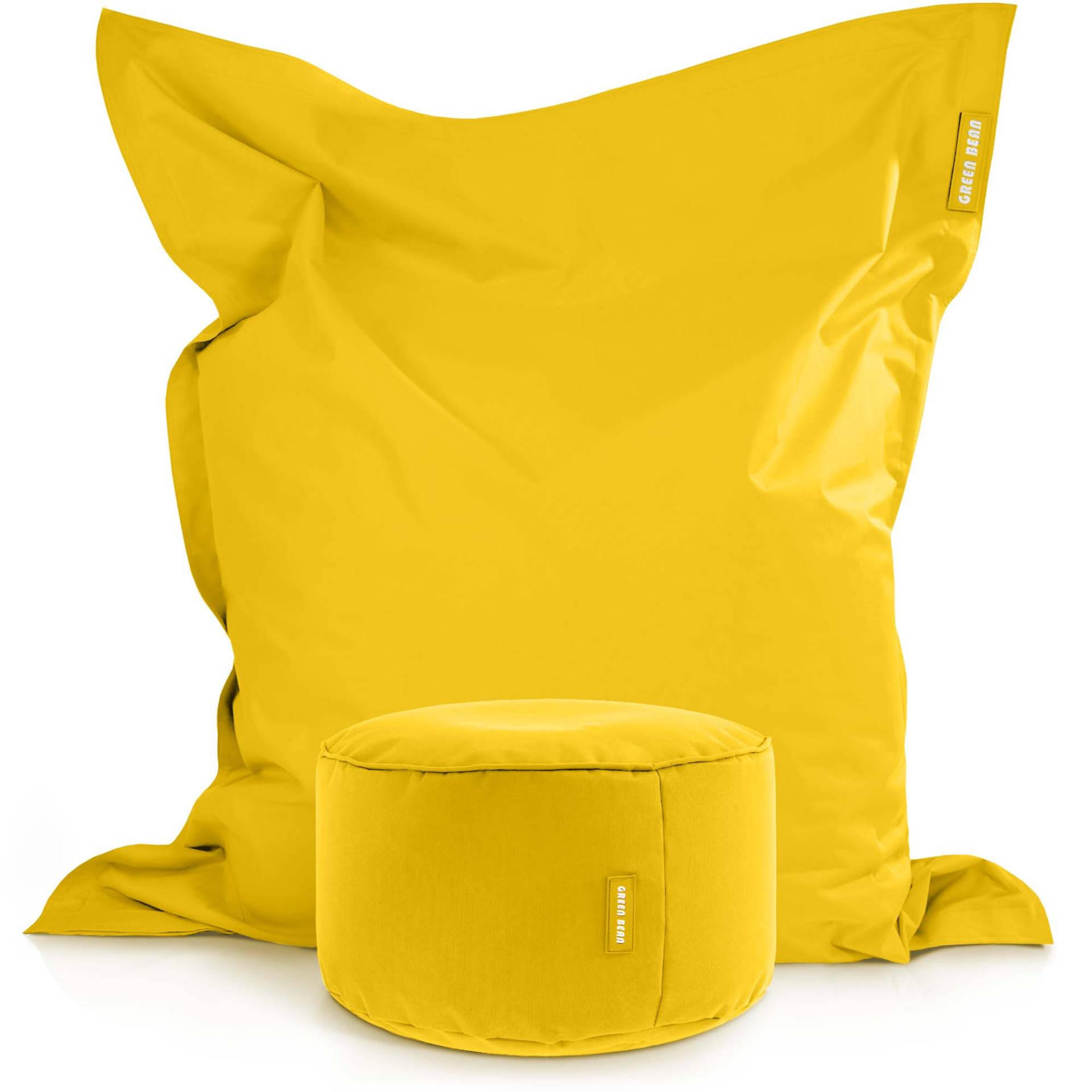 XXL-SITZSACK + Pouf 2er Set - 140x180cm - Gelb, Textil (140/25/180cm) - Green Bean