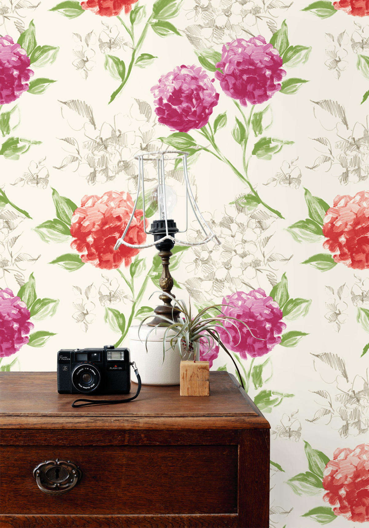 TAPETE Hortensien 53 cm x 10.05 m - Pink, Papier (53/1000cm) - ESTAhome