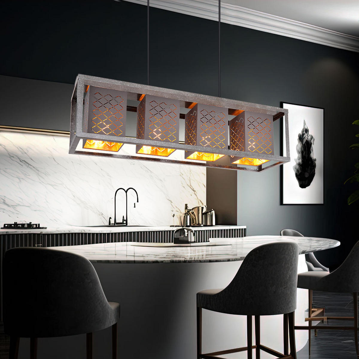 HÄNGELEUCHTE Metall Grau - Grau, Metall (75/20/120cm)