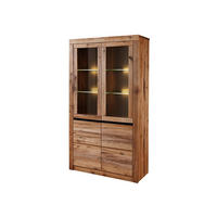 VITRINE Wild-/Zerreiche 105x42x190 natur geölt MONTREUX #101 - Braun, Holz (105/190/42cm) - Massivmoebel24