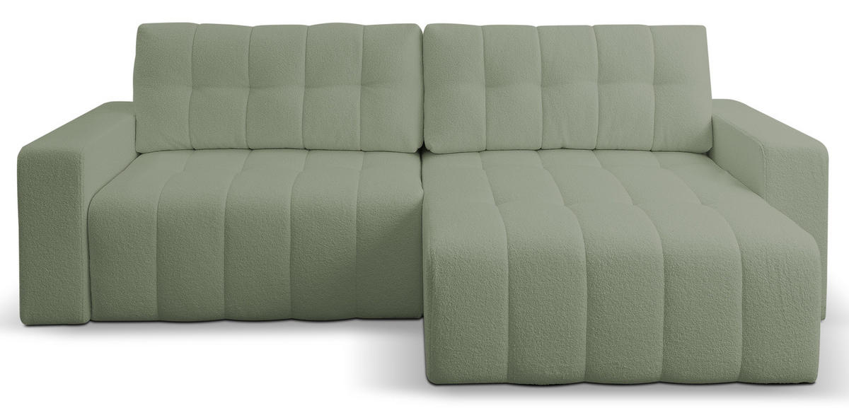 ECKSOFA Palermo mit Schlaffunktion und Bettkasten - Hellgrün, Holz/Holzwerkstoff (245/143cm) - Ravio