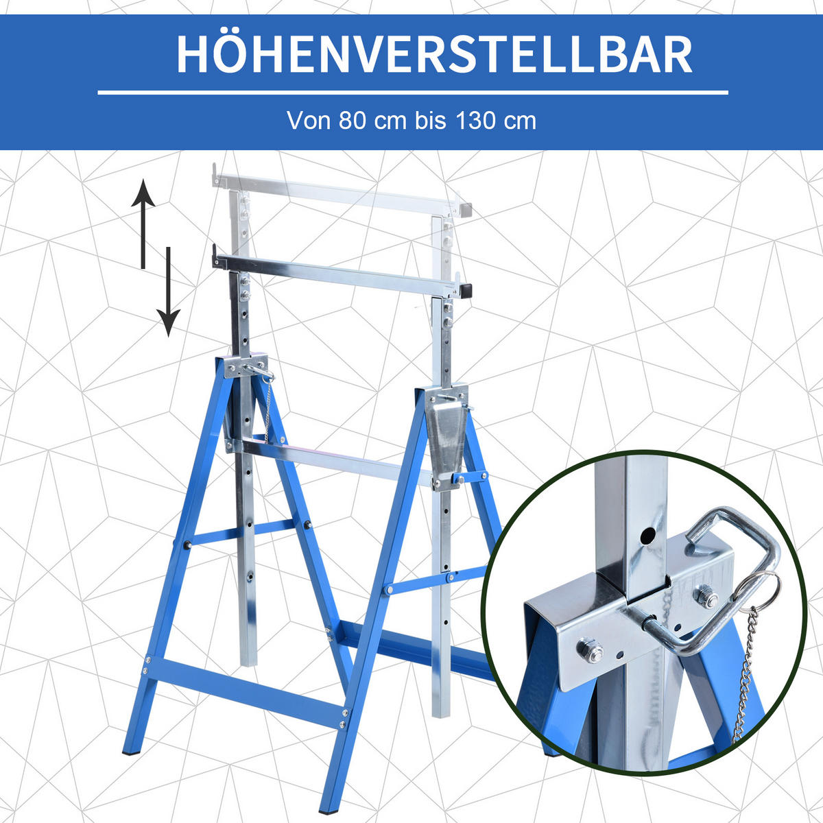 UNTERSTELLBOCK, 2 x Gerüstbock, Stahl - Blau, Metall (68/58/130cm) - HOMCOM