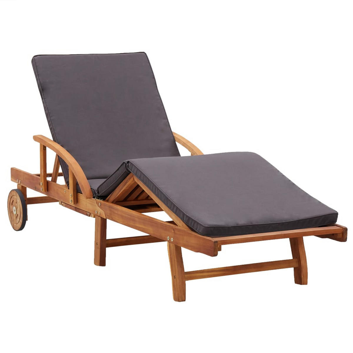 SONNENLIEGE Mit Auflage Massivholz Akazie - Braun, Holz (68/83/200cm) - vidaXL