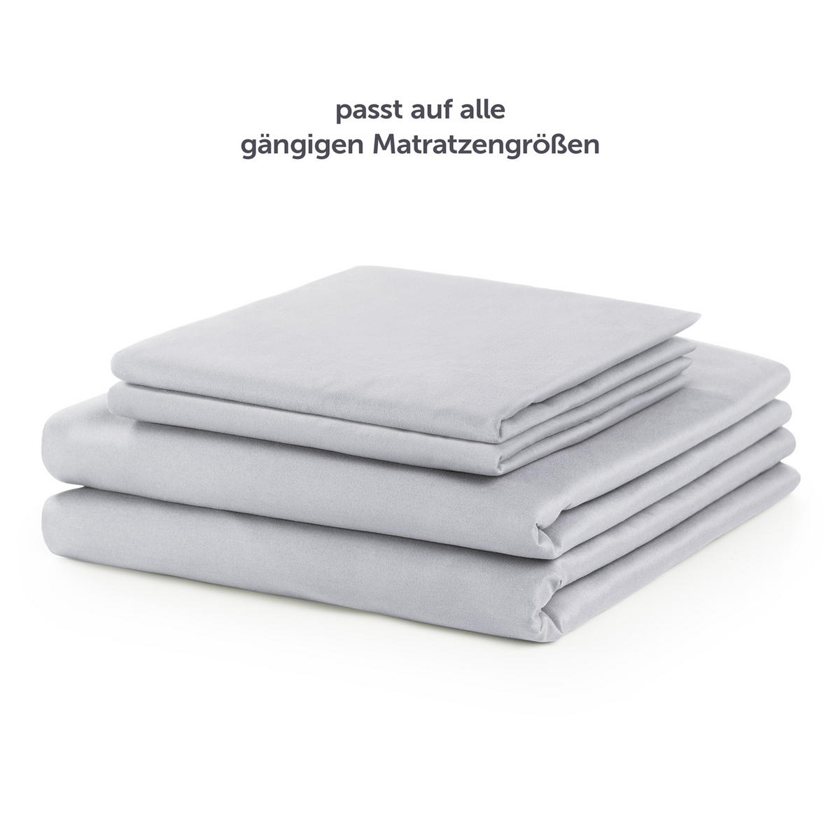 BETTLAKEN 3er Set - Spannbettlaken 180x200x30cm 2X Kissenbezug 50x80cm - Grau - Grau, Textil (180/200cm)