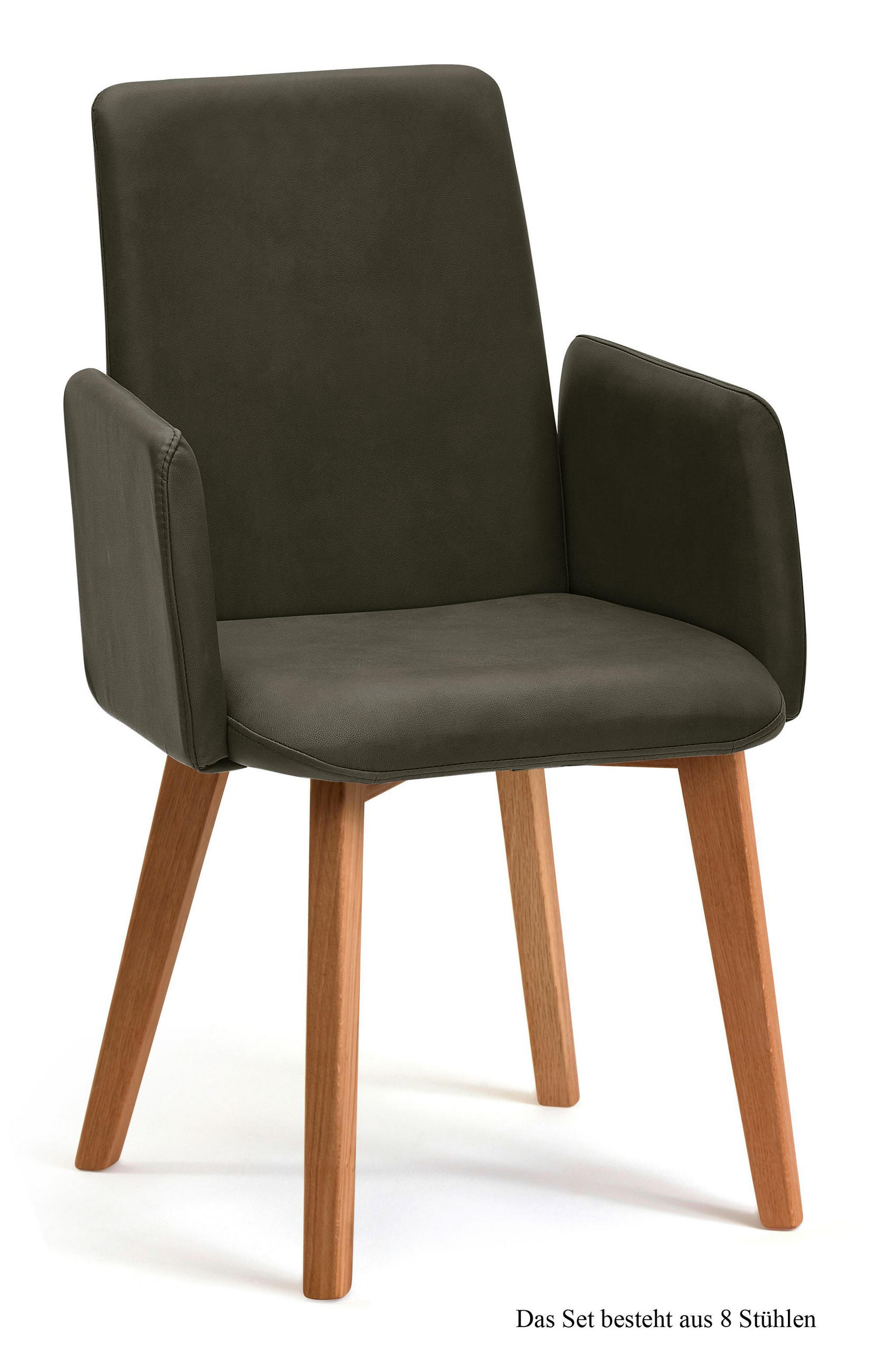 ARMLEHNSTUHL (8er-Set) Darcie 52x92x60 Eiche geölt/Khaki - Dunkelgrün/Eichefarben, Kunststoff (60/92/52cm) - 58aufmkessel