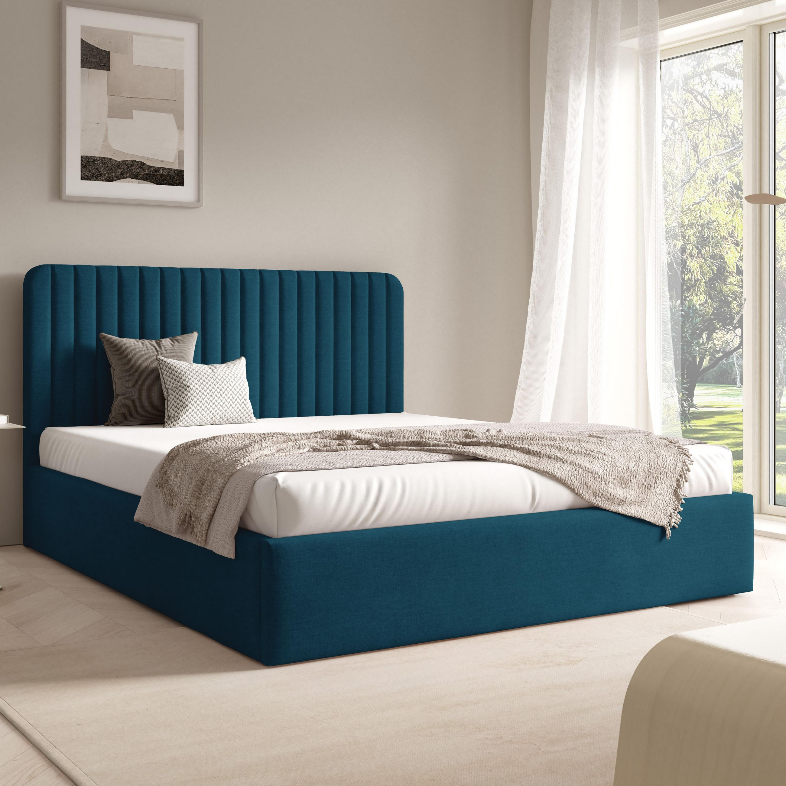 POLSTERBETT BEA II Bettkasten Lattenrost 180x200 Dunkelblau - Dunkelblau, Holz (180/200cm) - Furnistar