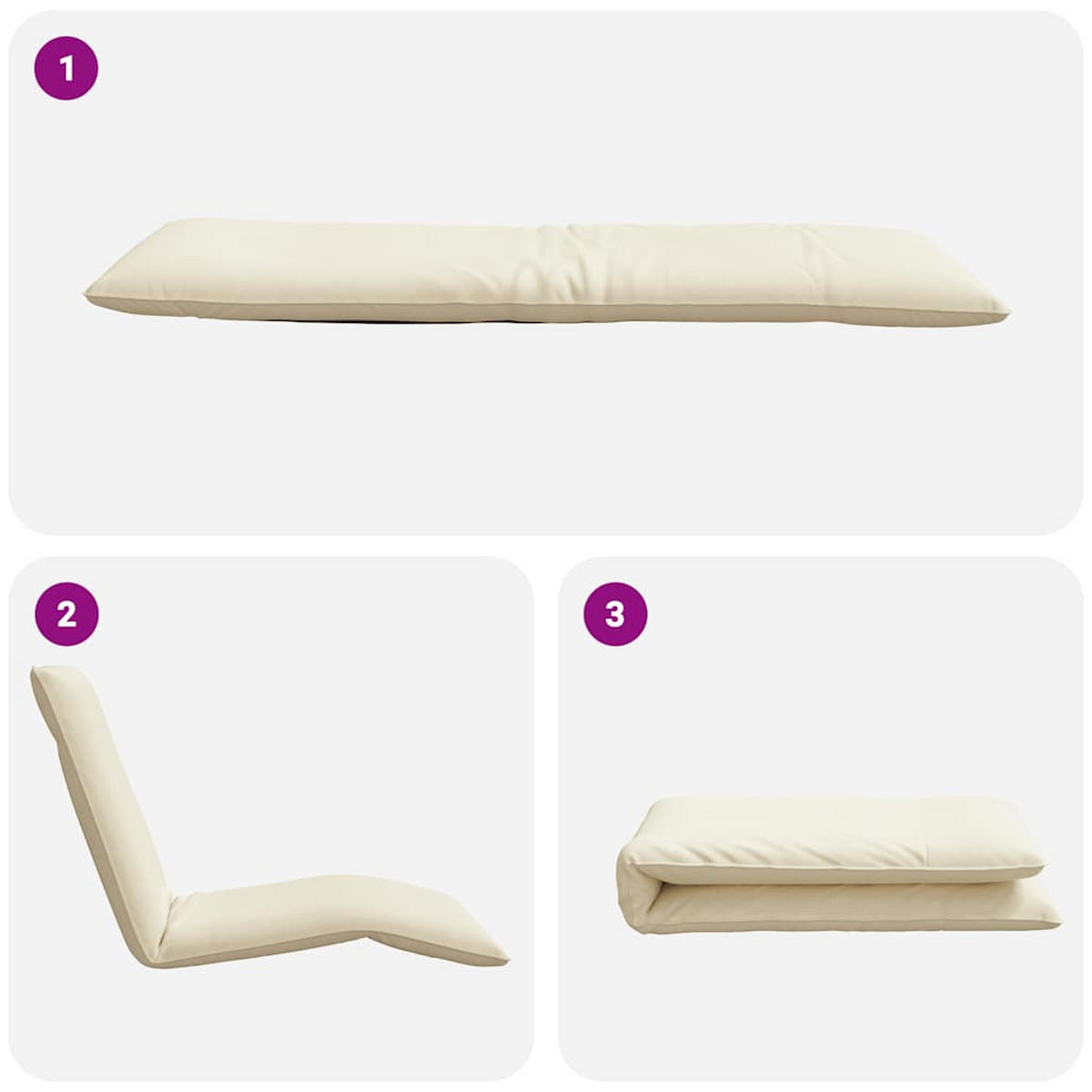 SONNENLIEGE Klappbar Creme 175/54/8.5 Cm Oxford-Gewebe - Creme, Textil (175/8.5/54cm) - vidaXL