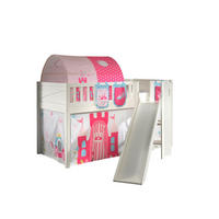 HOCHBETT mit Rutsche Karyl Massivholz Weiß Textilset Princess 4 - Magenta/Weiß, Holz (90/200cm) - 58aufmkessel