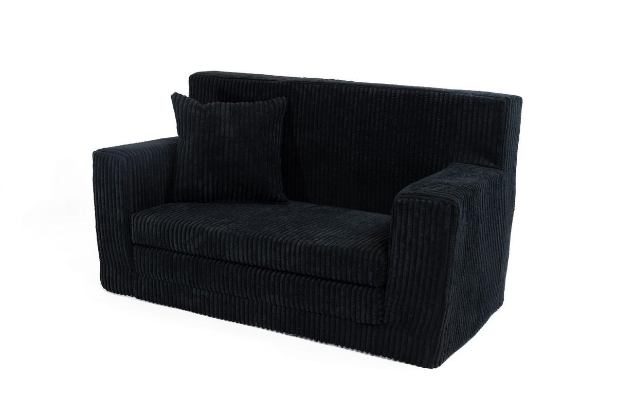 KINDERSOFA aus Kuschel-Cord in Schwarz - Schwarz, Textil (83/47/43cm) - Fortisline