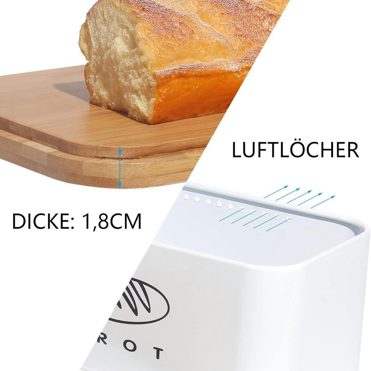 BROTKASTEN mit Deckel 30 cm Weiß - Multicolor, Metall (18/14/30cm)