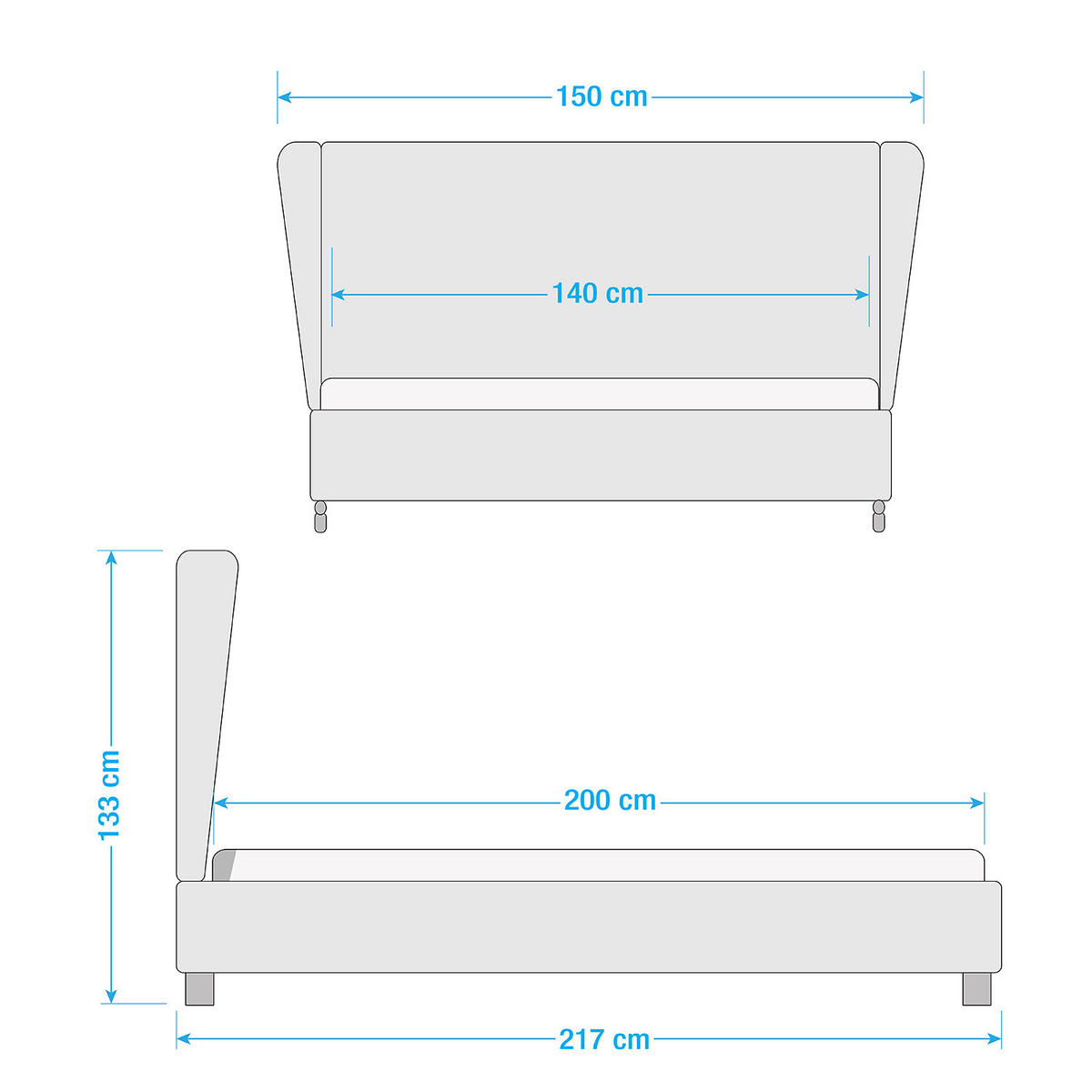 POLSTERBETT - Samt - Grau, Textil (140/200cm) - home24