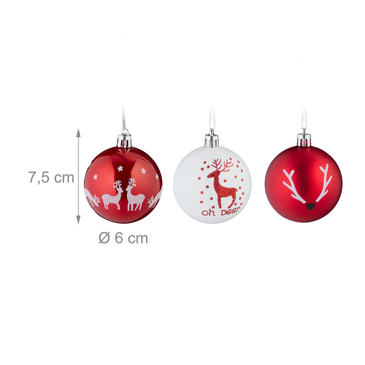 50XWEIHNACHTSKUGELN - Multicolor, Kunststoff (6/7.5/6cm) - Relaxdays