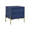 NACHTTISCH mit 2 Schubladen - MDF & Metall - Blau lackiert & Goldfarben - KORASA - Blau, Holz (40/50/50cm) - Pascal Morabito