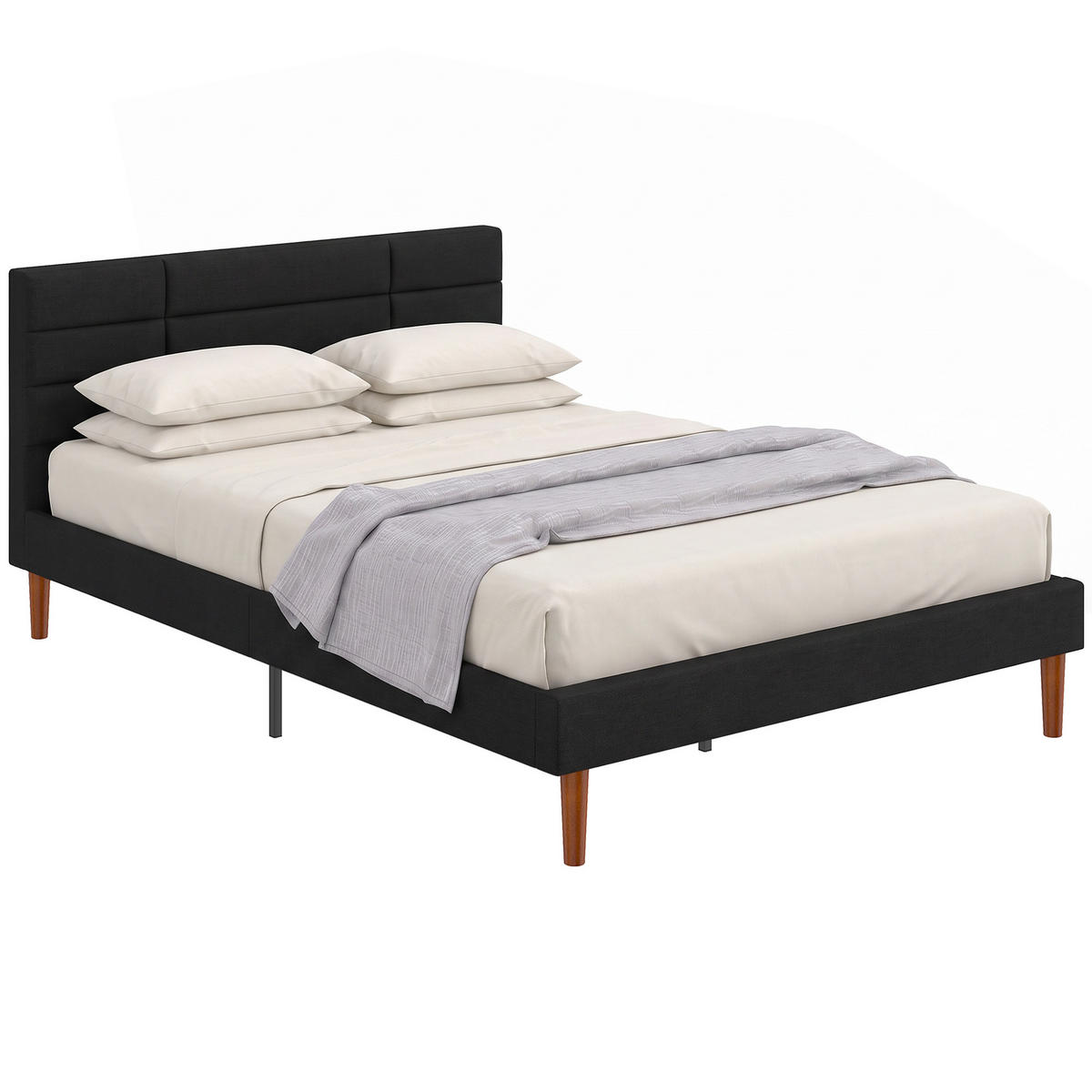 BETT Schwarz 207/141/86 cm - Schwarz, Holz - PANGIVO