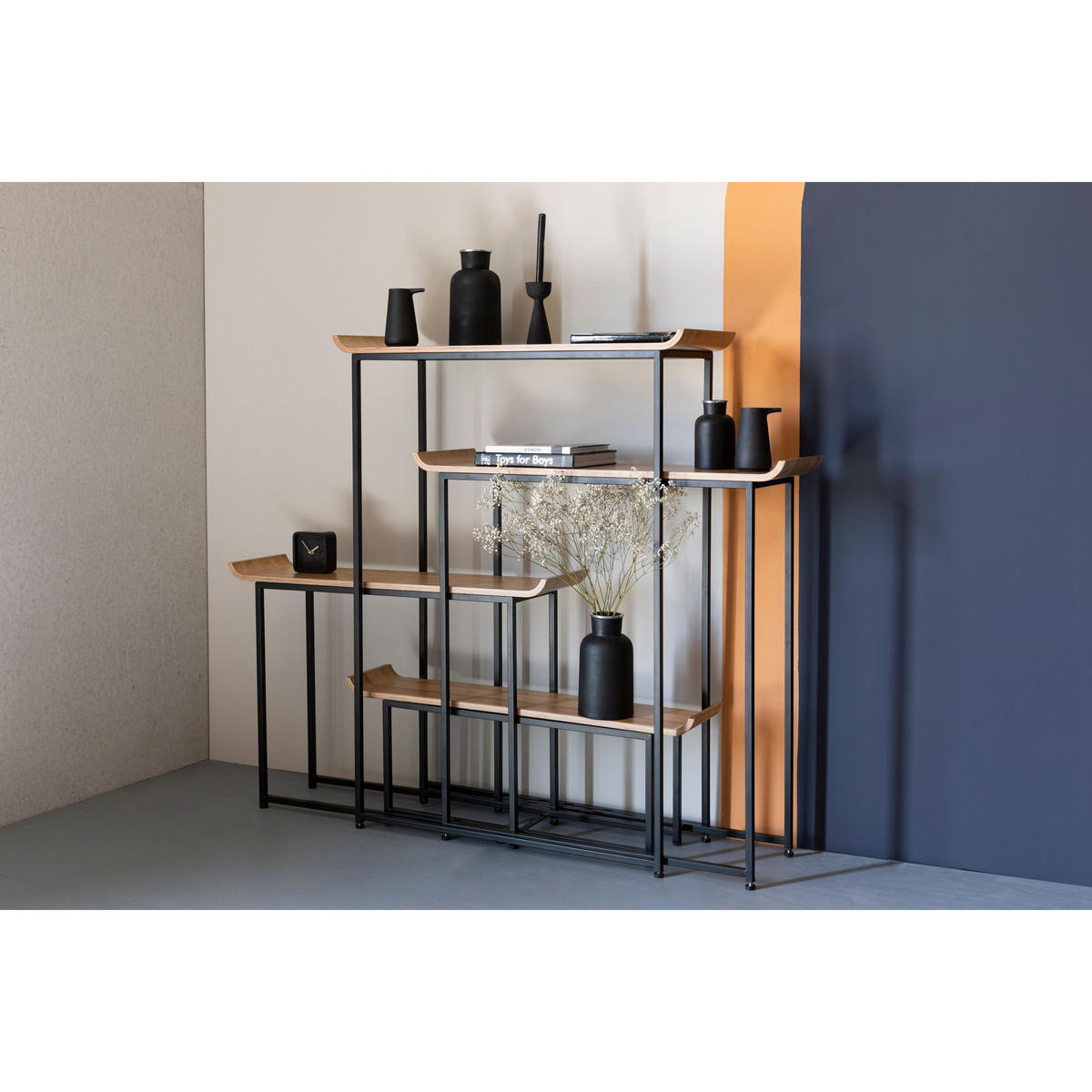 STANDREGAL Flodka Metall/ Holz - Schwarz, Holz (200/147.5/375cm) - Zuiver