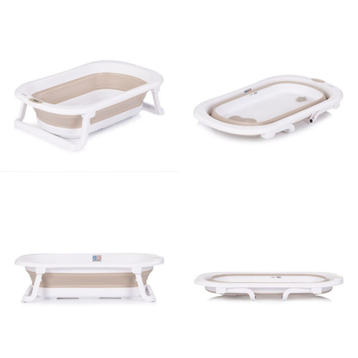 BABYBADEWANNE-SET Malibu 78 cm beige Ständer, klappbar, Thermometer, Ablauf - Beige, Kunststoff (47/78cm) - Chipolino