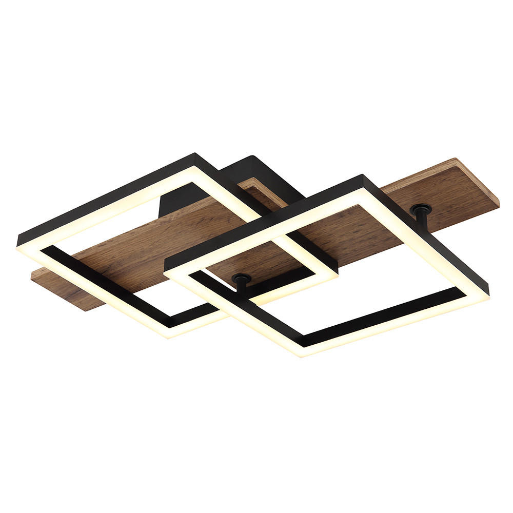 LED DECKENLEUCHTE Holzoptik Weiß - Weiß, Metall (44/33/8.5cm) - Globo Lighting