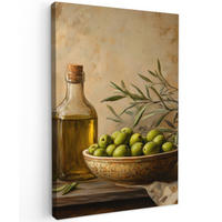 LEINWANDBILD Oliven - Stilleben - Vintage 20x30 cm - Olivgrün, Textil (20/30cm) - MuchoWow