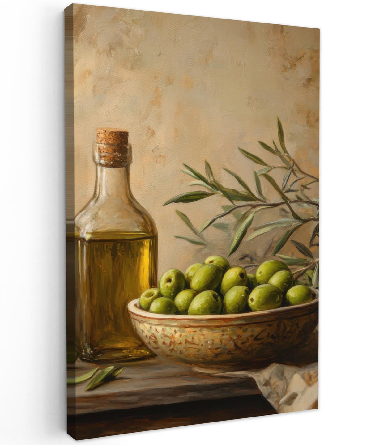 LEINWANDBILD Oliven - Stilleben - Vintage 20x30 cm - Olivgrün, Textil (20/30cm) - MuchoWow