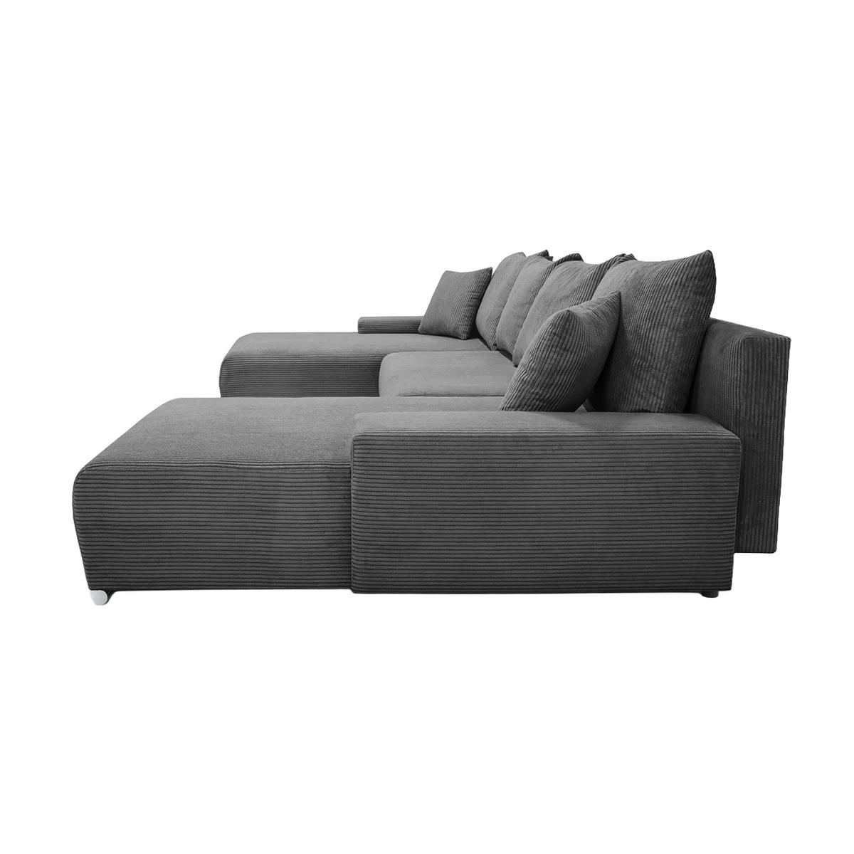 ECKSOFA Trawanga s funkcí spánku, Šedá - šedá, textil (348/188cm) - Fedve