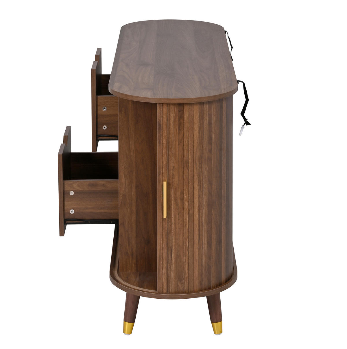 KOMMODE 140/40/79,5 cm mit 2 Schubladen und Schiebetüren in Nussbaum - Nussbaumfarben, Holzwerkstoff (140/79.5/40cm) - BEAOK