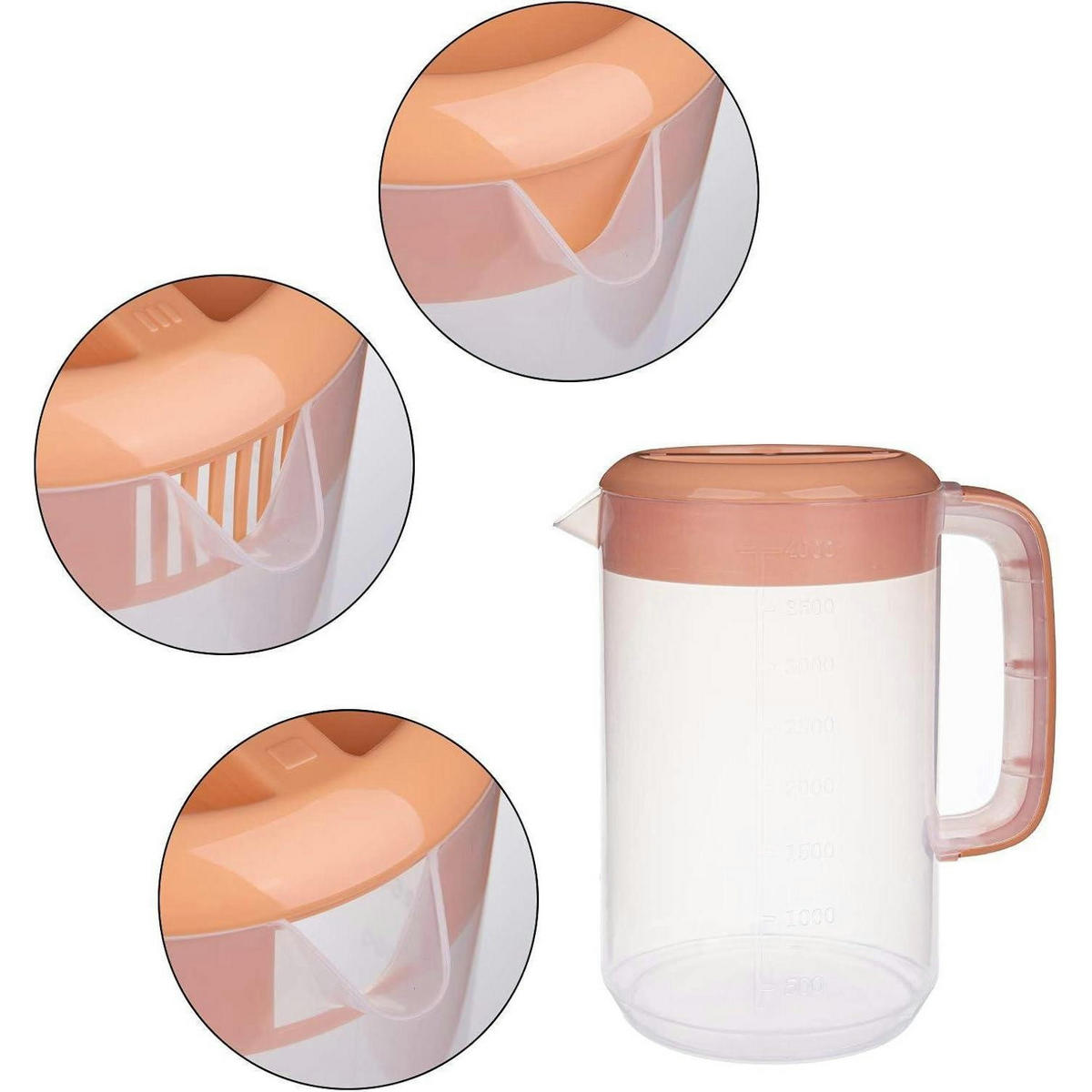 KRUG 2er Set Kunststoff 4 Liter mit Griff und Messskala - Transparent, Kunststoff (16.5/16.5cm)