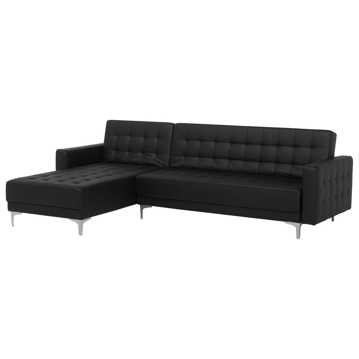 ECKSOFA Kunstleder Schwarz linksseitig Aberdeen - Schwarz, Textil (267/168cm) - Beliani