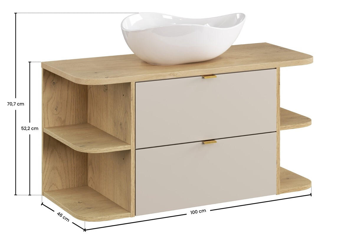 WASCHTISCHKOMBI 100 cm 5Teile - Dalia Cashmere D BM353 in Kaschmir/Matt - Kaschmir, Holz (100/50/46cm)