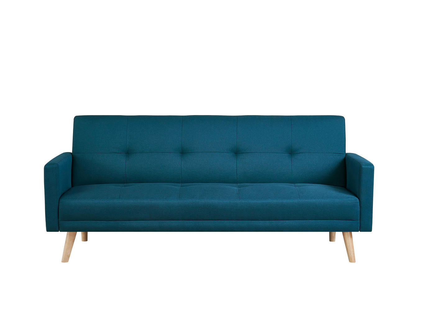 SCHLAFSOFA wooden blau 3-sitzer stoff - Blau, Holz (209/88/89cm) - Concept Usine