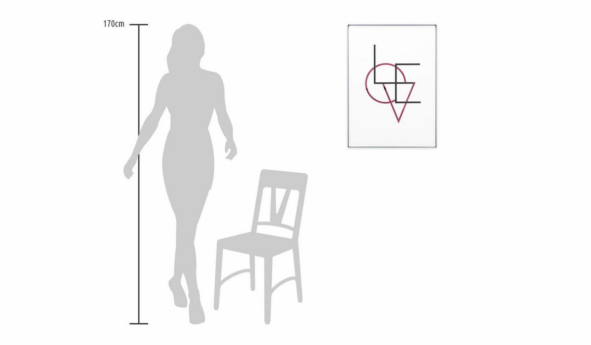 WANDBILD Rosa 50/70 cm - Pink/Schwarz, Glas (1.85/70cm) - KUNSTLOFT