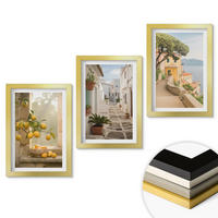 WANDBILDER 3er Set - 20x30 cm Goldrahmen - Blick aus dem Fenster auf einen Zitrusbaum - Goldfarben, Kunststoff (20/30cm) - ArtPrintCave
