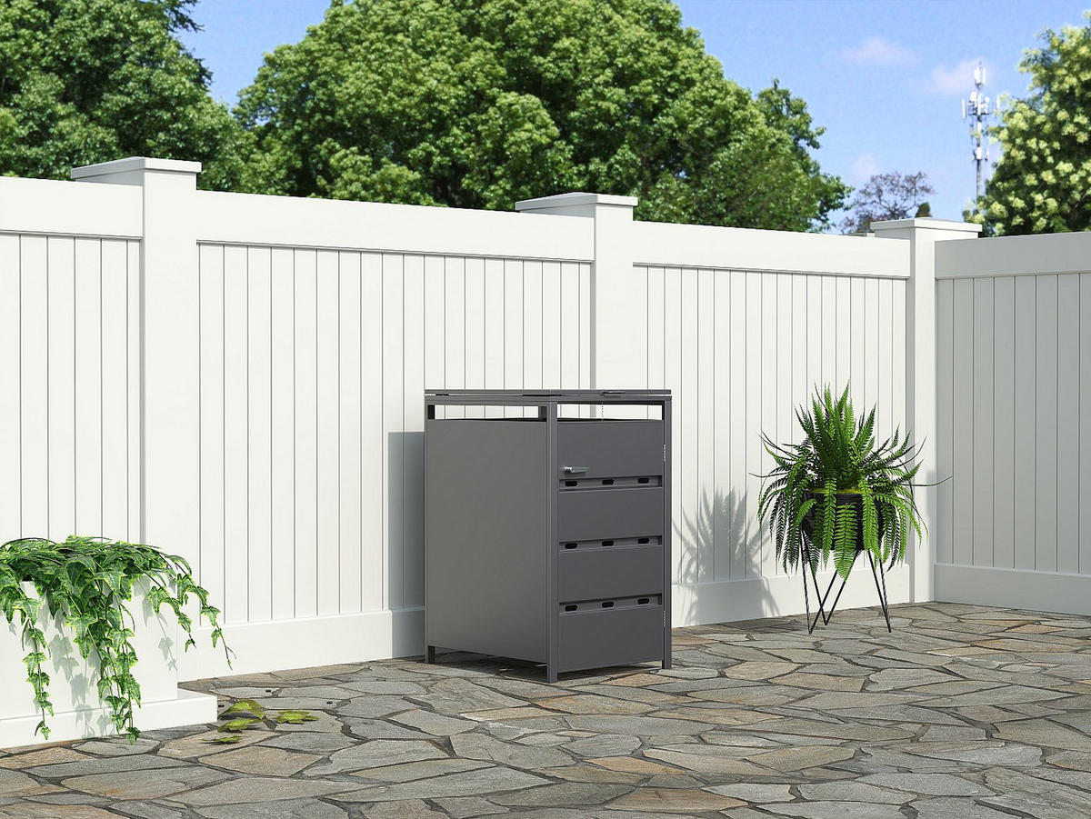 MÜLLTONNENBOX - 60cm x 76cm - Stahl - anthrazitgrau - LOKAFA - Anthrazit, Metall (60/104/76cm) - Vente-Unique