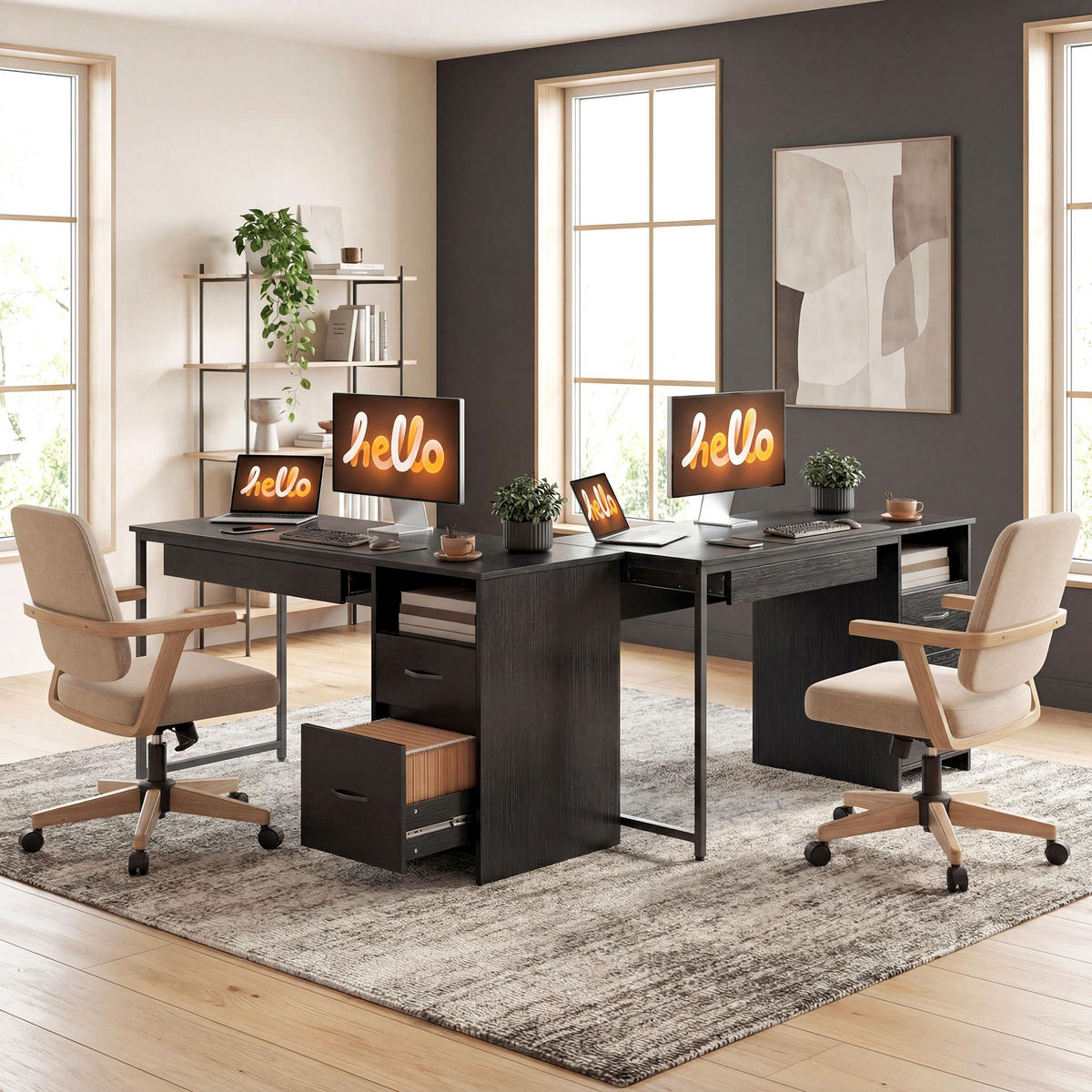 BÜROTISCH Schwarz 1 Stück - Schwarz, Holzwerkstoff (52.3/120/76cm) - GiPP