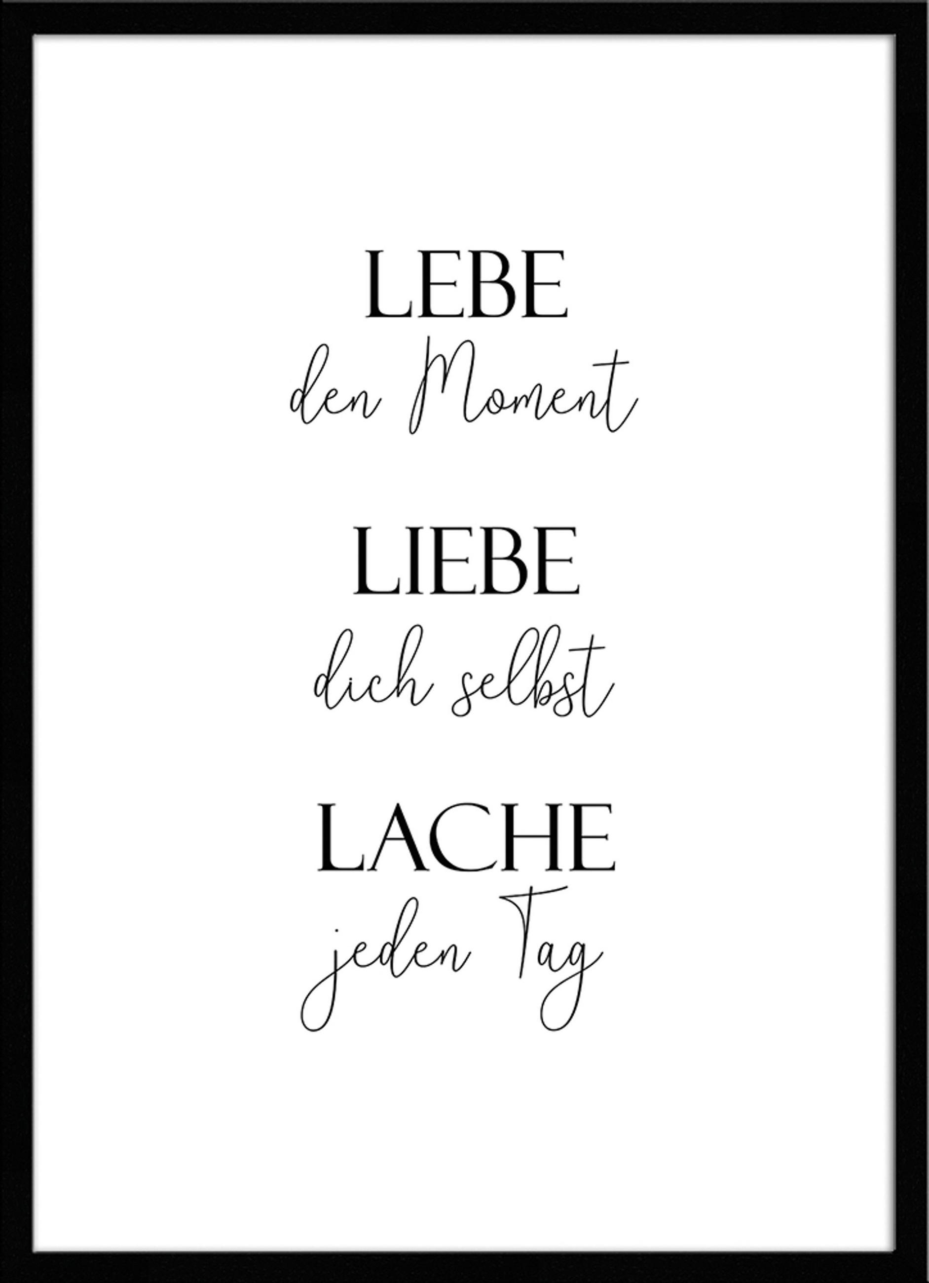 BILD mit Rahmen 51x71 cm Spruch: Leben Liebe Lachen - Weiß, Holz (51/71cm) - artissimo