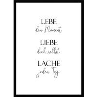 BILD mit Rahmen 51x71 cm Spruch: Leben Liebe Lachen - Weiß, Holz (51/71cm) - artissimo