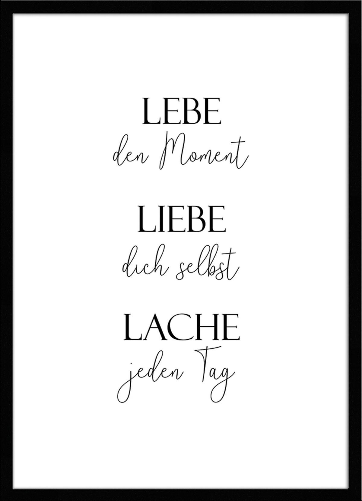 BILD mit Rahmen 51x71 cm Spruch: Leben Liebe Lachen - Weiß, Holz (51/71cm) - artissimo