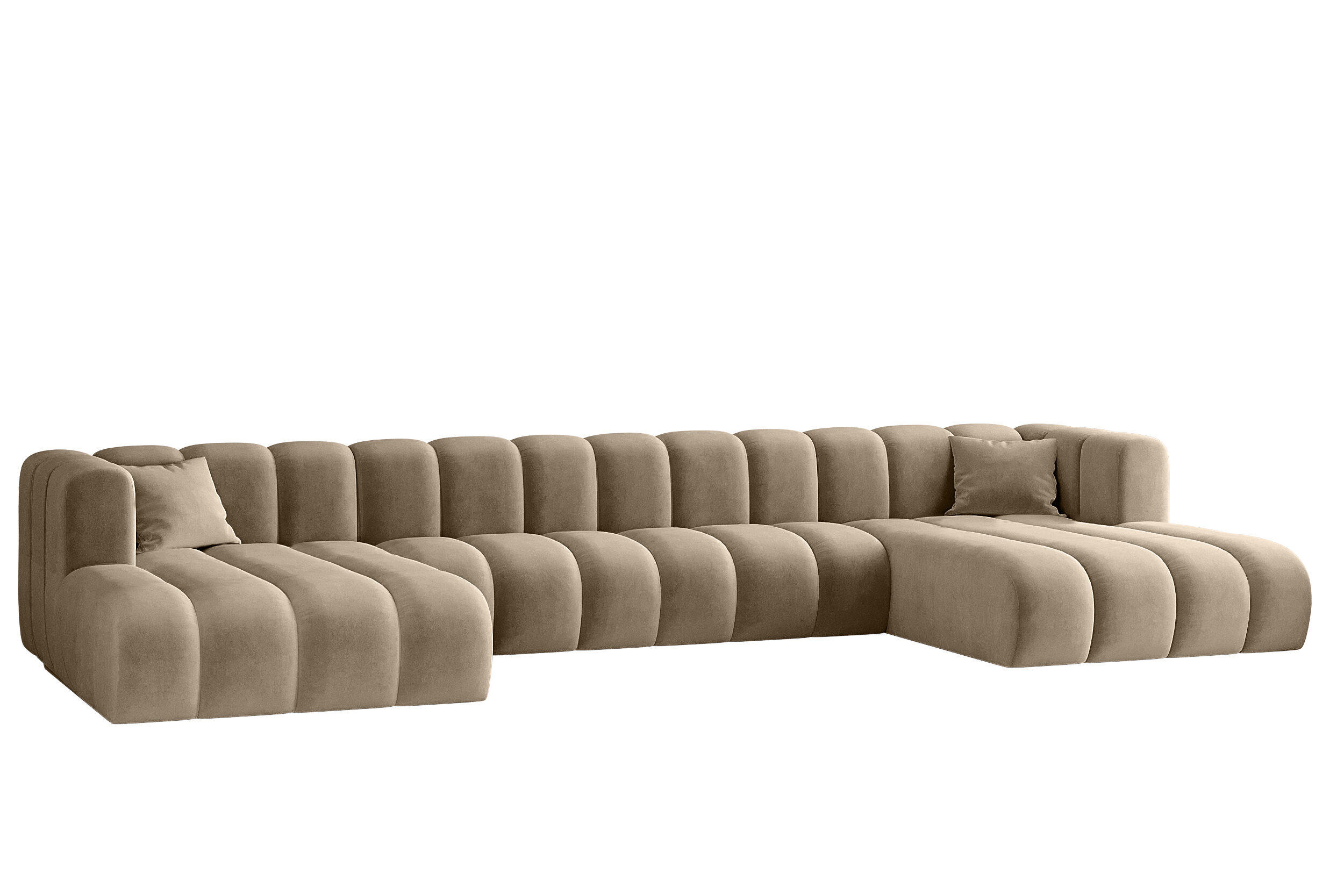ECKSOFA, U-from, Sofa Grand U XL modular stoff Salvador Dunkelbeige - Cappuccino, Holz (179/408cm) - Kaiser Möbel