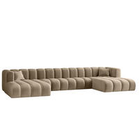 ECKSOFA, U-from, Sofa Grand U XL modular stoff Salvador Dunkelbeige - Cappuccino, Holz (179/408cm) - Kaiser Möbel