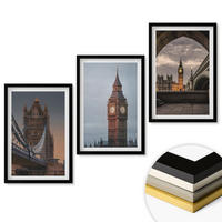 WANDBILDER 3er-Set - 40x60 cm Schwarzer Rahmen - London Bridge Big Ben Uhr - Schwarz, Kunststoff (40/60cm) - ArtPrintCave