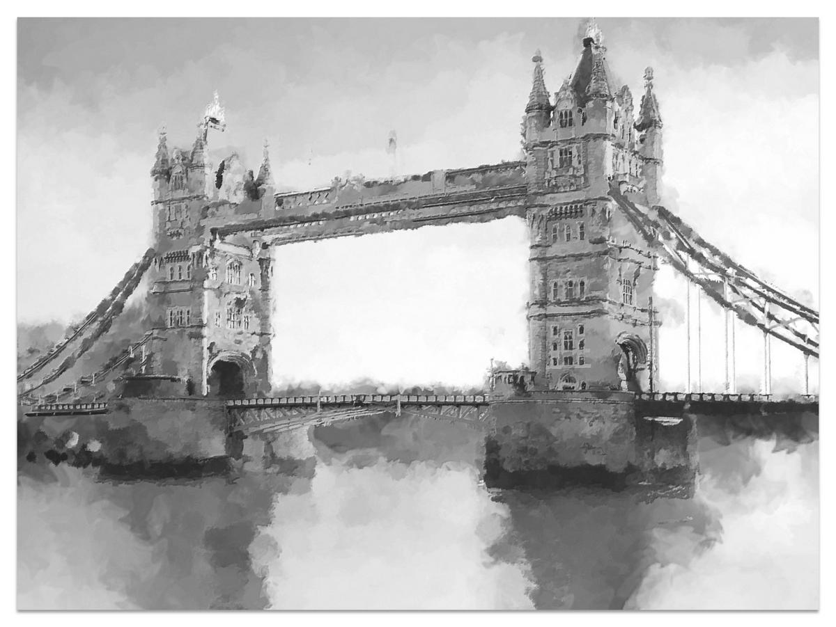 FOTOTAPETE für Wohnzimmer Tower Bridge Vintage Stil 200x140 - Schwarz/Grau, Papier (200/140cm) - Muralo